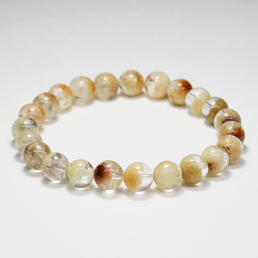高品質]ホワイトガーデンクォーツブレスレット/ガーデン水晶（約8mm玉