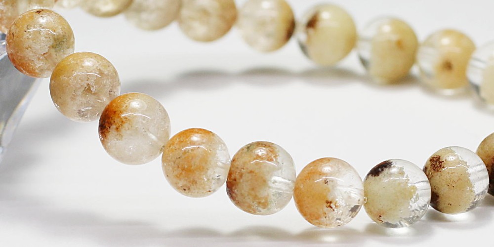 高品質]ホワイトガーデンクォーツブレスレット/ガーデン水晶（約8mm玉
