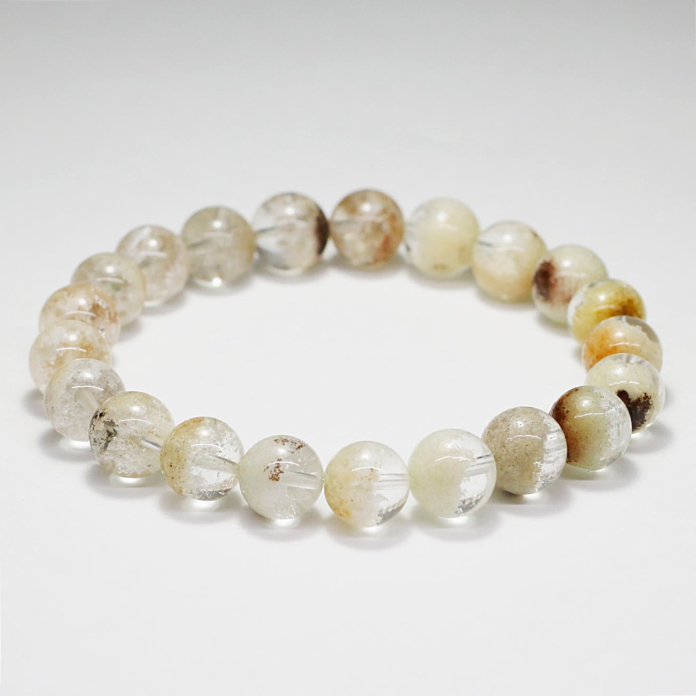 高品質]ホワイトガーデンクォーツブレスレット/ガーデン水晶（約9mm玉