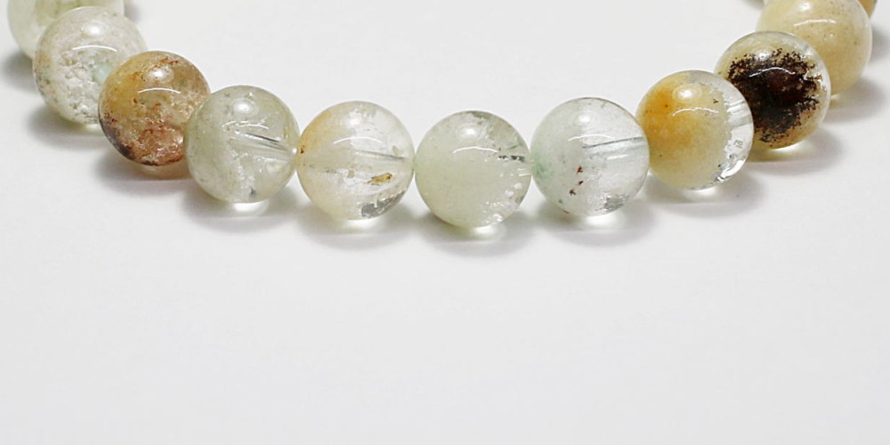 高品質]ホワイトガーデンクォーツブレスレット/ガーデン水晶（約9.5mm