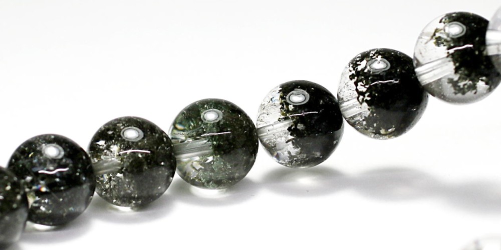 高品質++]ブラックグリーンガーデンクォーツブレスレット/ガーデン水晶