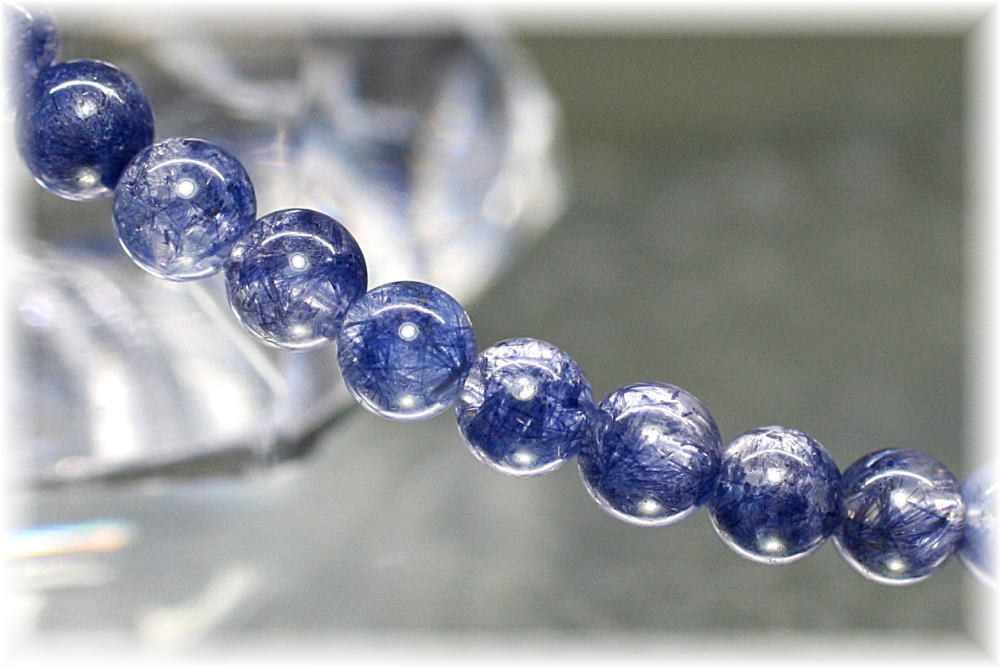 高品質]デュモルチェライトインクォーツブレスレット（約4mm玉