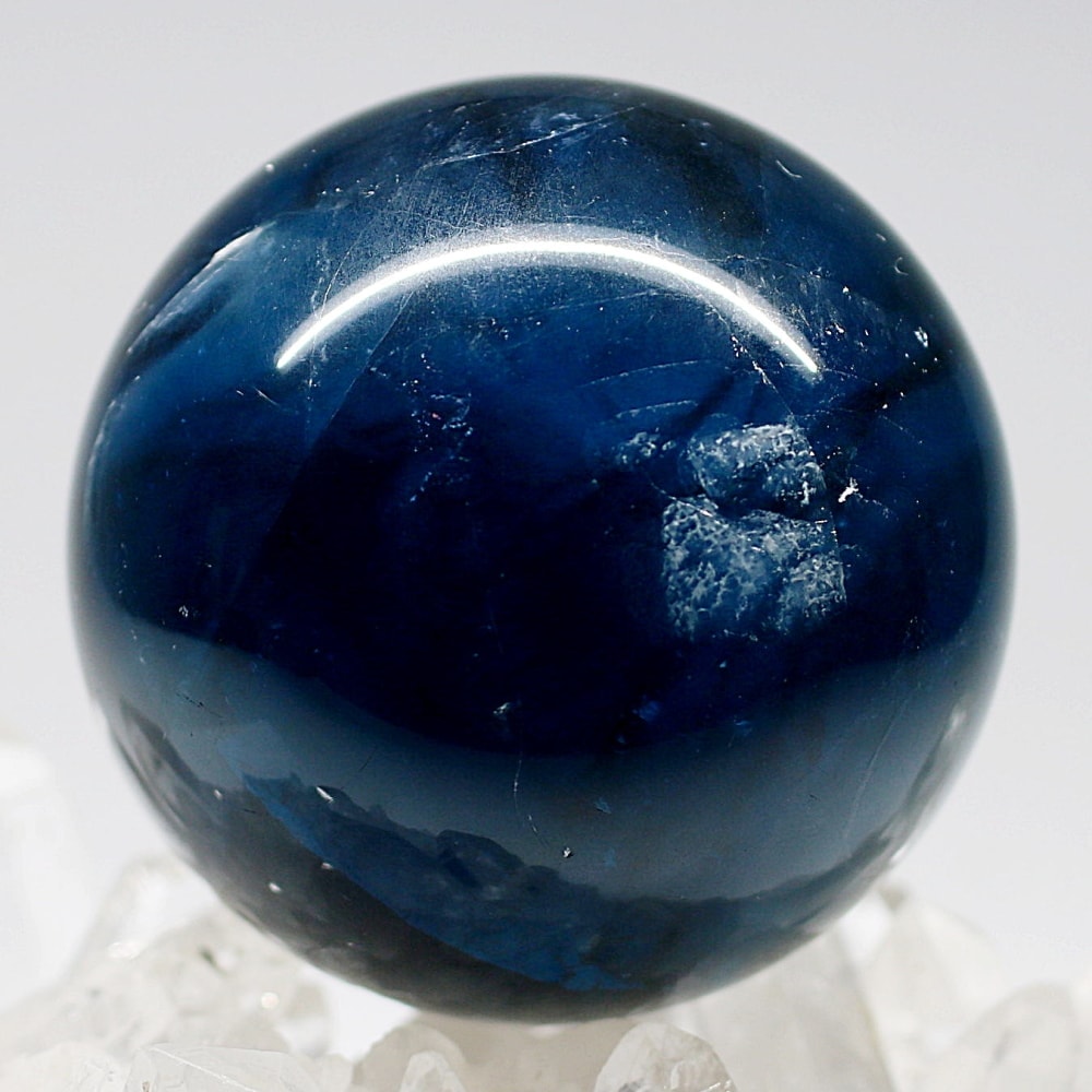 高品質]ディープブルーフローライト丸玉/スフィア（直径57.6mm