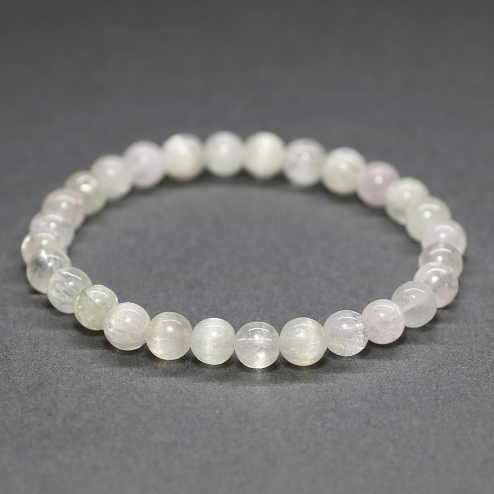 ホワイトクンツァイトキャッツアイブレスレット（約6.5mm玉） - 埼玉県