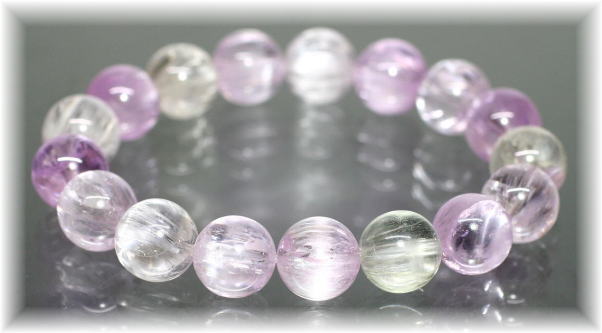 最高品質]ミックスクンツァイトキャッツアイブレスレット（約11.5mm玉