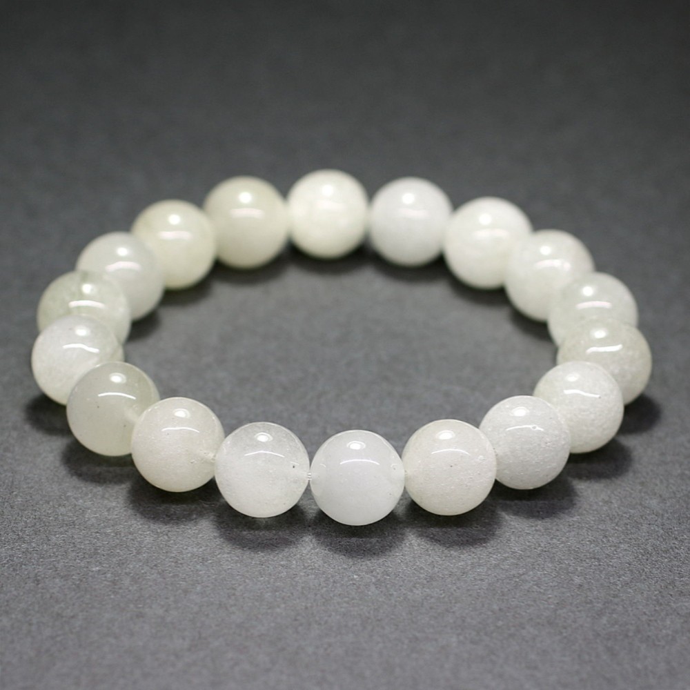 高品質]天然ミルキーリビアングラスブレスレット（約12mm玉） - 埼玉県