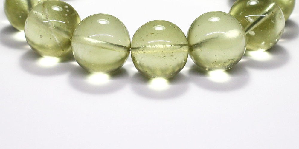 トップクォリティ]天然リビアングラスブレスレット（約17mm大玉