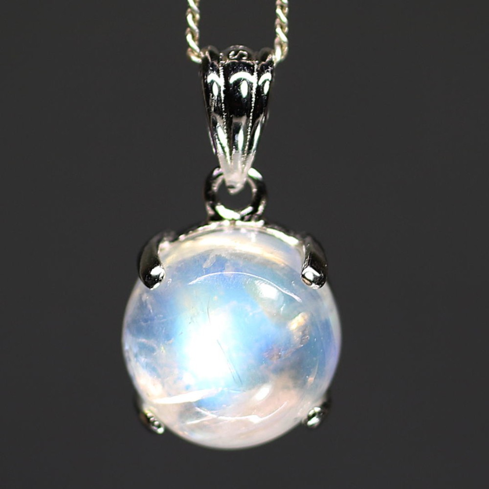 高品質]レインボームーンストーンペンダントトップ（シルバー925