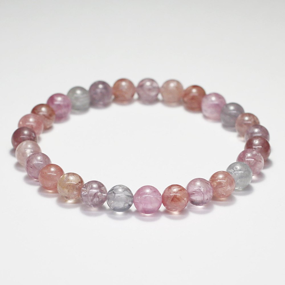 高品質++]天然マルチカラースピネルブレスレット（約6.5mm玉） - 埼玉