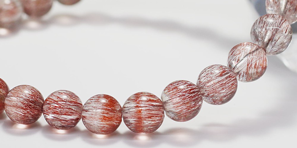 高品質++]スーパーセブンブレスレット/ピンクレッド系（約7mm玉・レピ