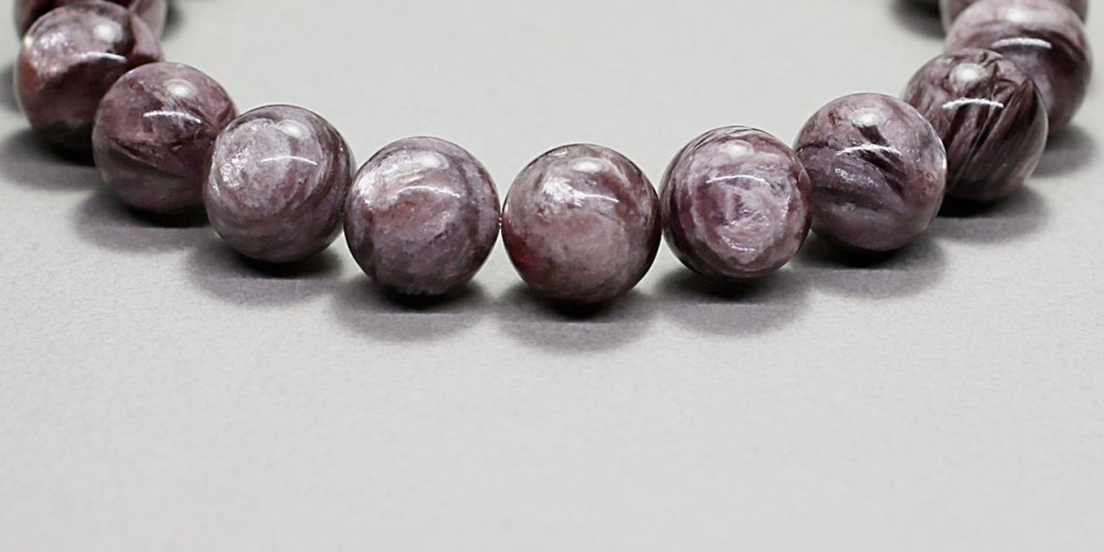 3A]スターマーブルレピドライトシリカブレスレット（約10.5mm玉