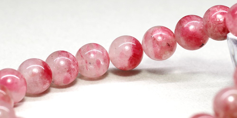 高品質++]ロードナイトシリカブレスレット（約9.5mm玉・濃いピンク