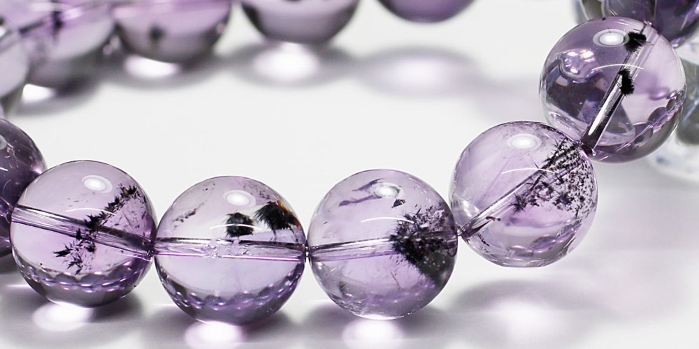 トップクォリティ]ロマネサイトインアメジストブレスレット（約14mm玉