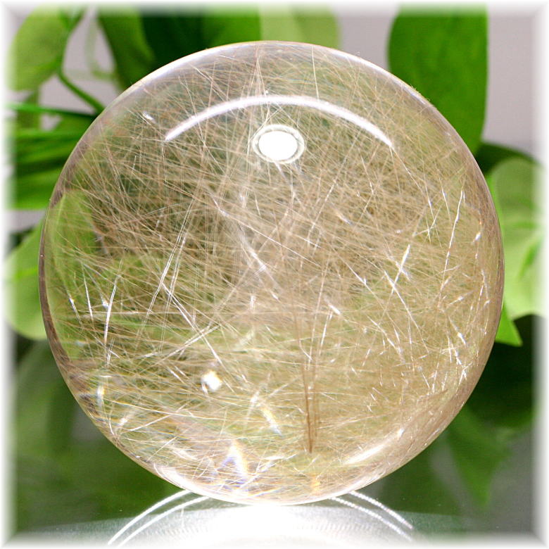 特別価格]ライトゴールドルチルクォーツ丸玉/スフィア（大玉） - 埼玉