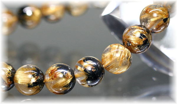 最高品質]放射タイチンルチルクォーツブレスレット（約8.5mm玉