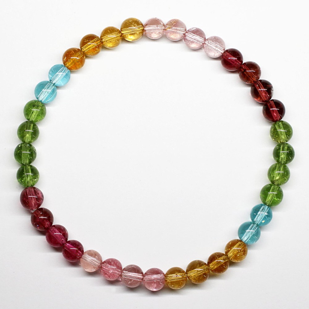 最高品質]ミックスカラートルマリンブレスレット（約5mm玉） - 埼玉県