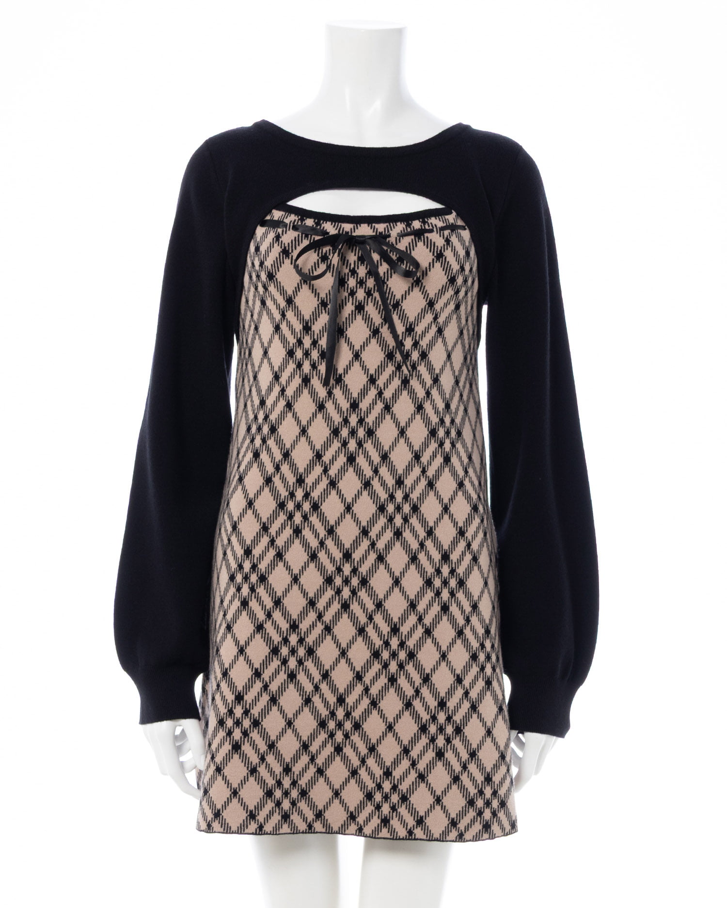 デコルテオープンチェック柄切替ニットワンピース｜INGNI(イング) 公式