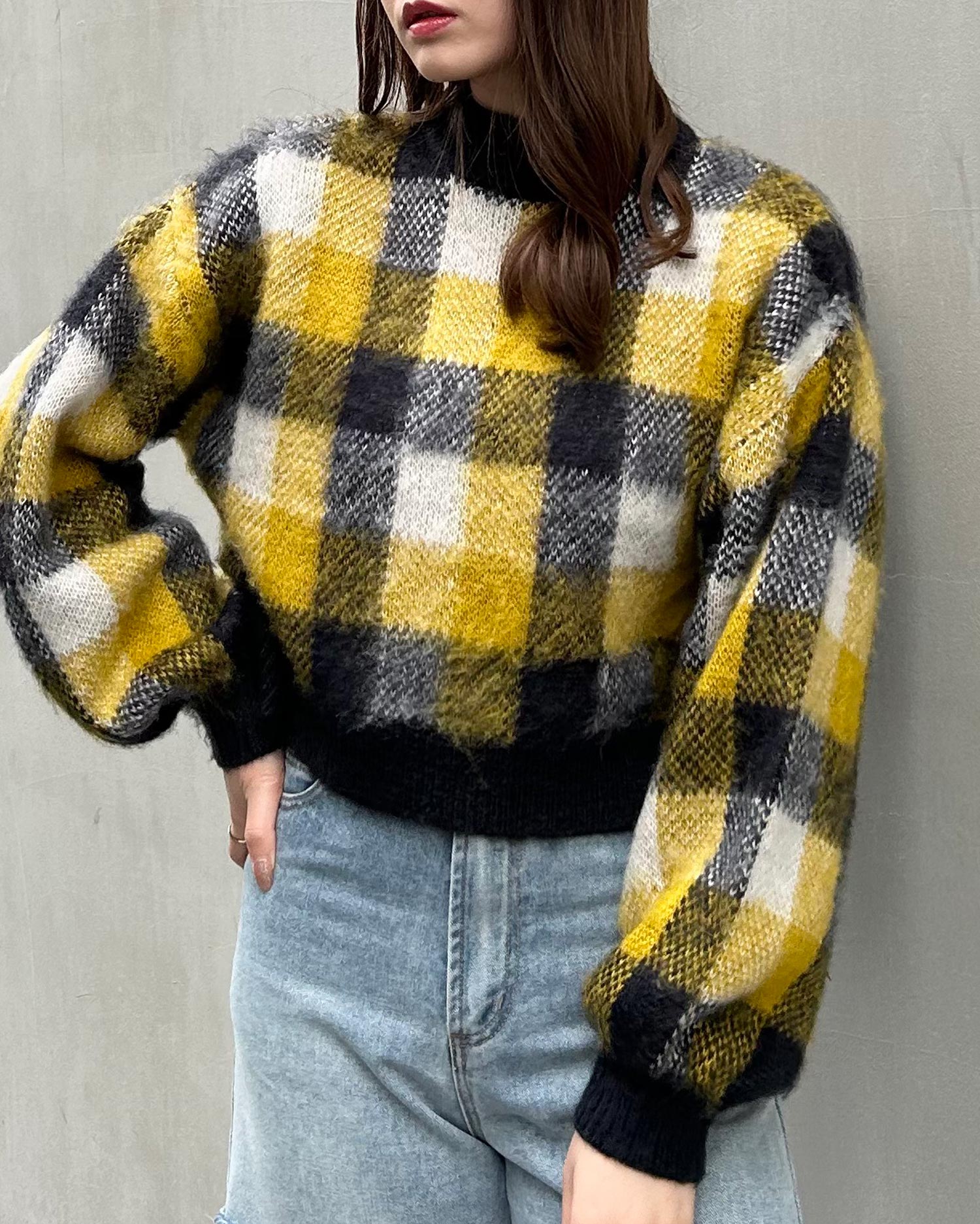 ショート丈チェック柄シャギーニット｜INGNI(イング) 公式通販｜INGNI