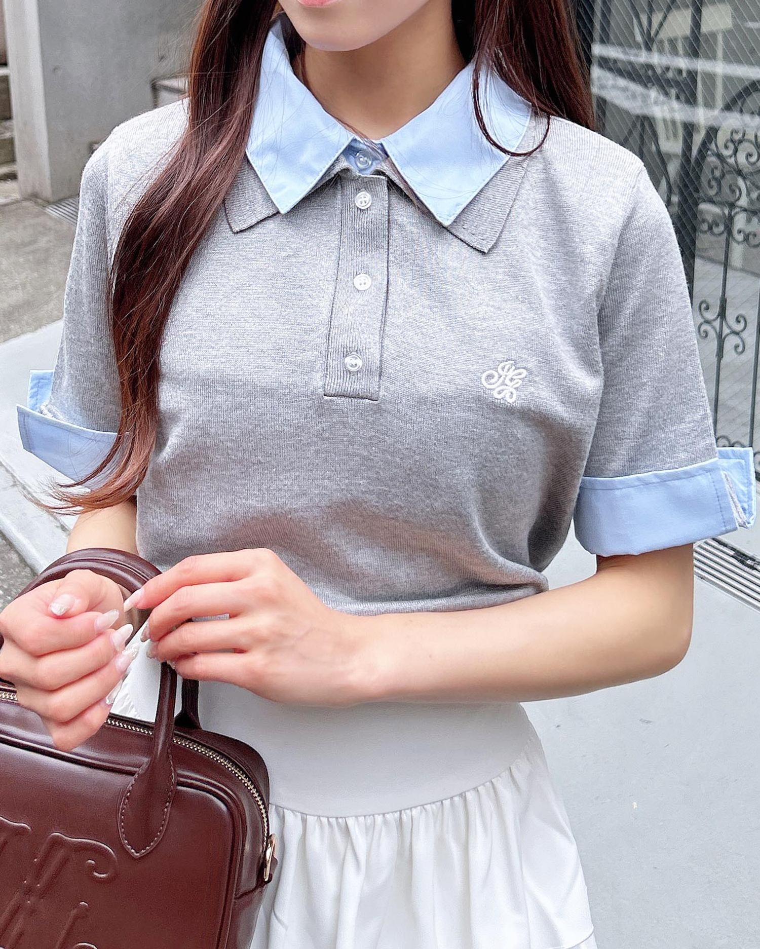 ダブルカラー胸刺繍半袖ポロニット｜INGNI(イング) 公式通販｜INGNI STORE