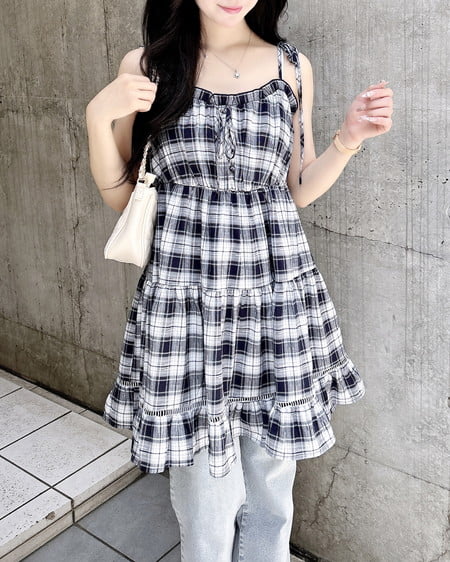 チェック柄ミニキャミティアードワンピース｜INGNI(イング) 公式通販