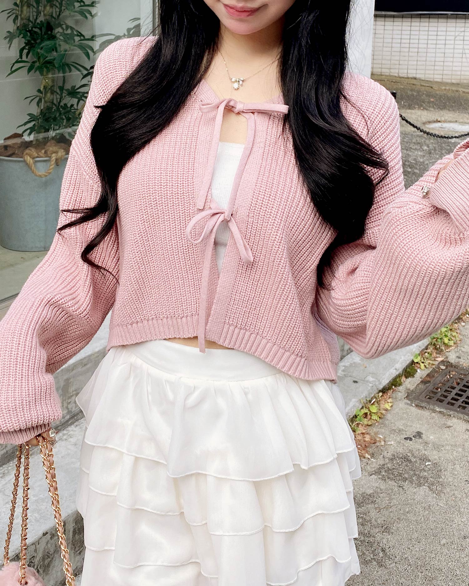 3／11 2時までの限定価格】【WEB限定】Vネック2つリボンニット