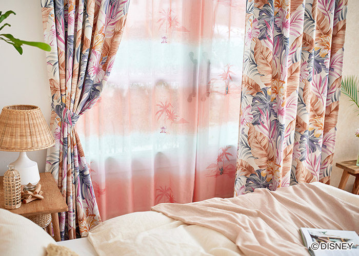 ディズニーカーテン 2級遮光カーテン アロハボタニカ〔リロ