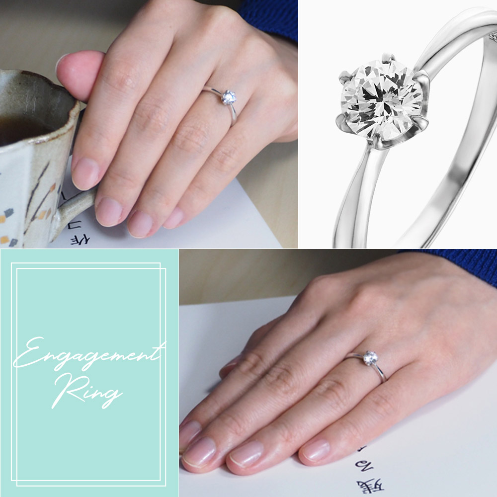 結婚指輪-一番人気のスリムな定番ティファニーセッティング|福岡の婚約