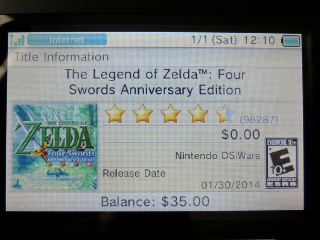 北米ニンテンドーeショップで『ゼルダの伝説 4つの剣 25周年記念