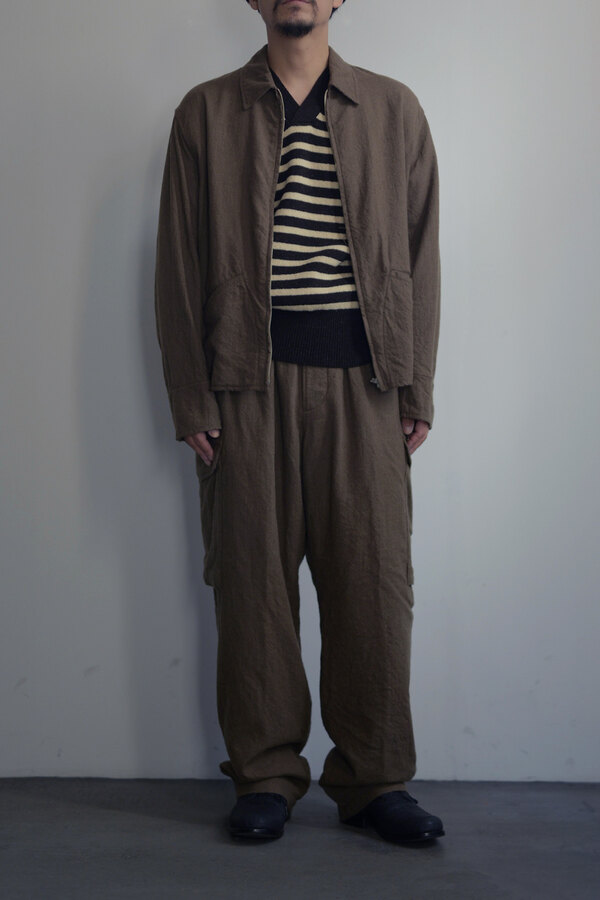 COMOLI コモリ / KHAKI縮絨ウール ジップショートジャケット (sold