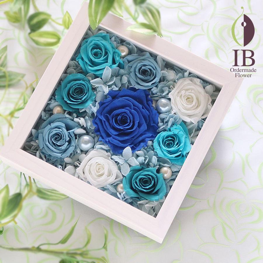 ブリザードフラワー 青バラのボックスフレーム240307yn | ブリザーブド
