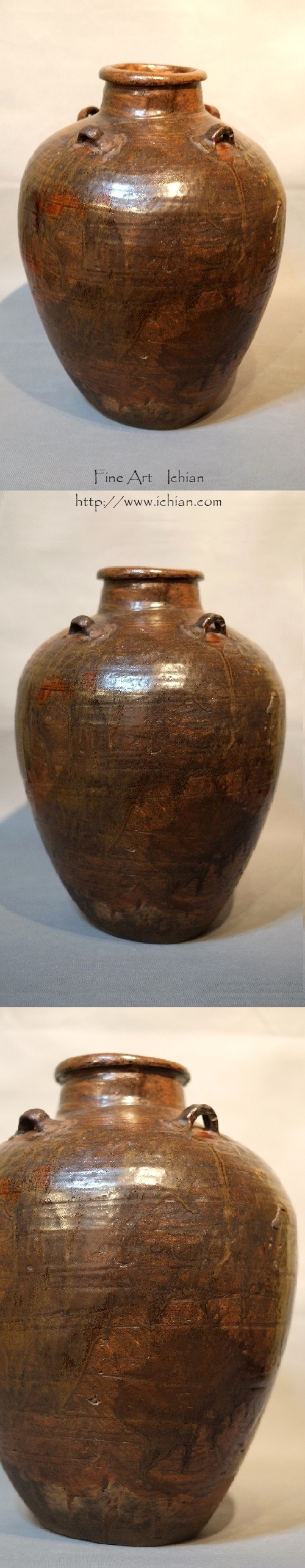 古瀬戸 祖母懐 茶壷 鉄釉四耳壺 室町～桃山期 大名品 :: ichian