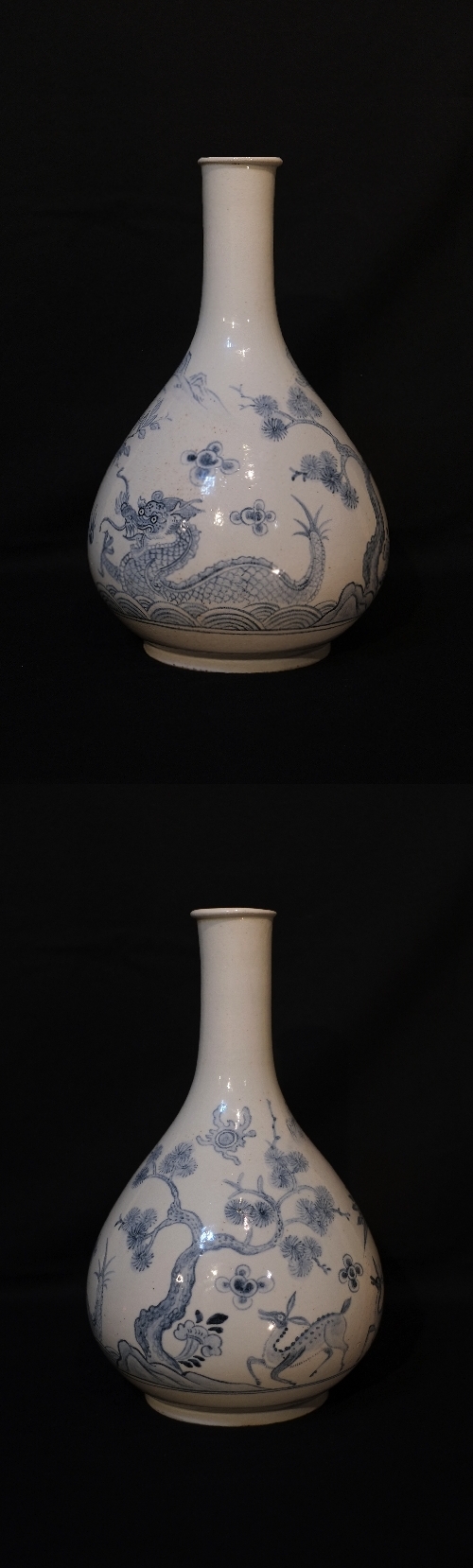 青花白磁十長生文瓶 李朝中期18世紀 分院 :: ichian