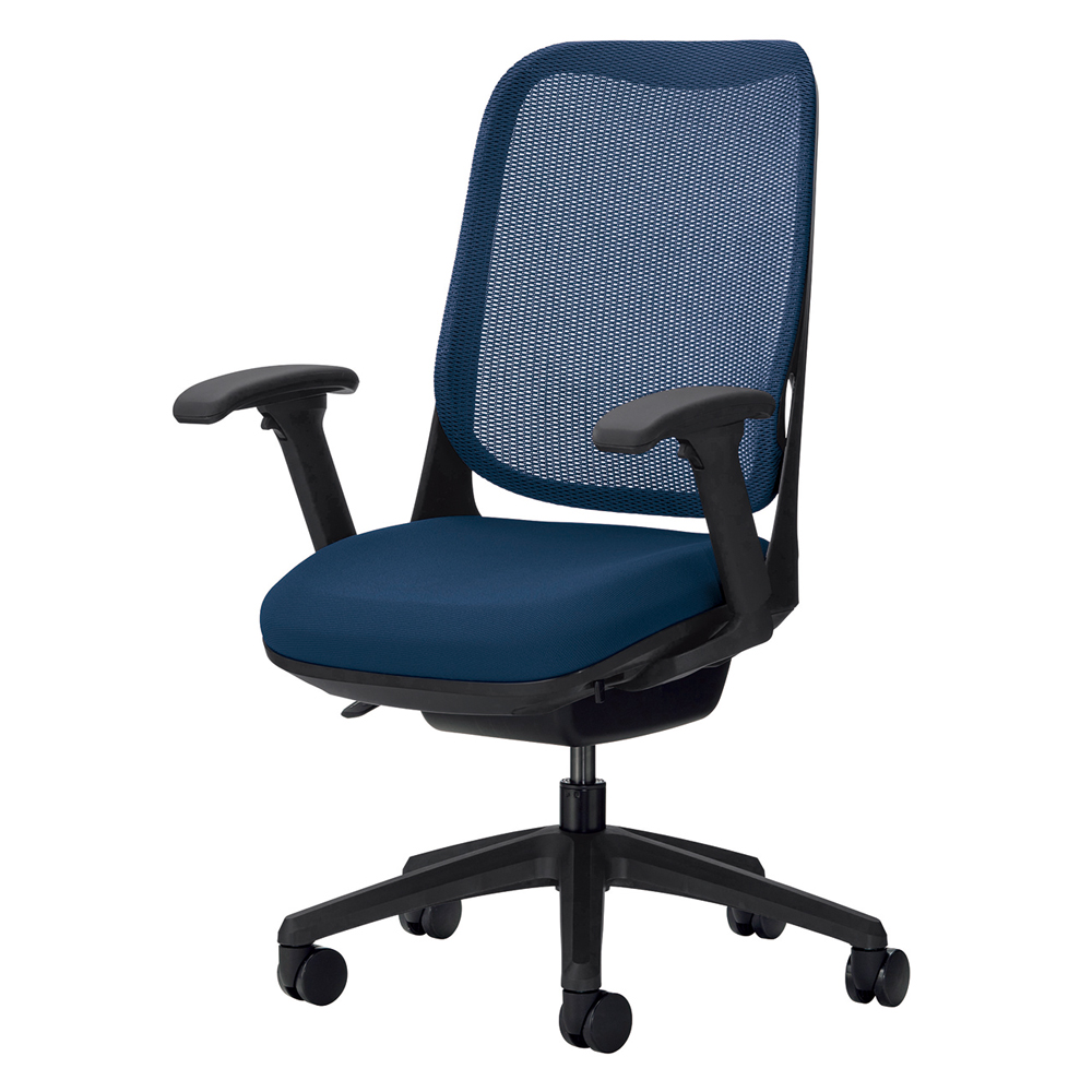 デスクチェア「ライド RIDE No.3567F-K」背フレーム/ブラック 脚ベース