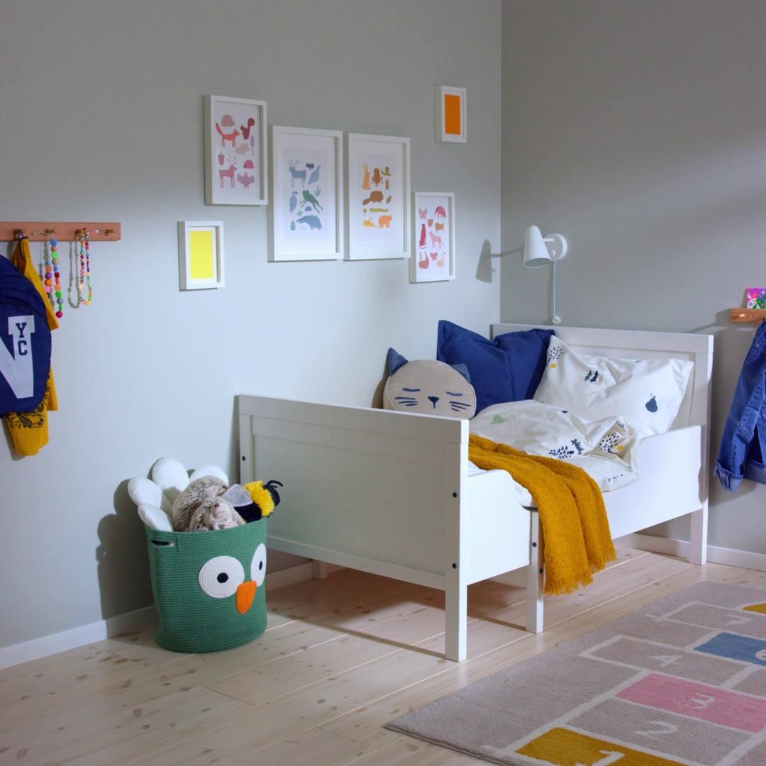 SUNDVIK ext bed frame with slatted bed base, white, 381/4x743/4