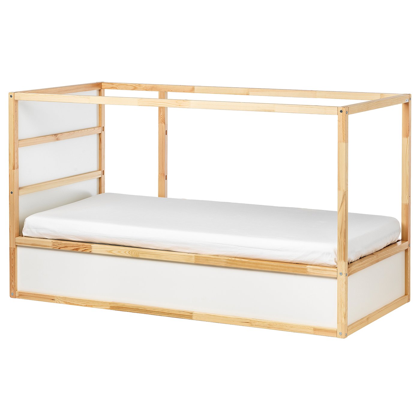 KURA reversible bed, white/pine, Twin - IKEA