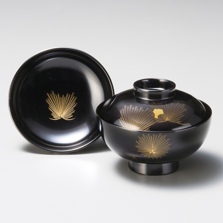 輪島塗 四君子蒔絵 遠山沈金 吸物椀 5客セット 角偉三郎など5人作家