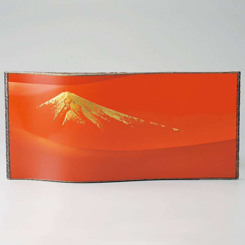 パネル 赤富士 赤 漆塗り・木製 11-15301 (製造中止) 漆器の井助