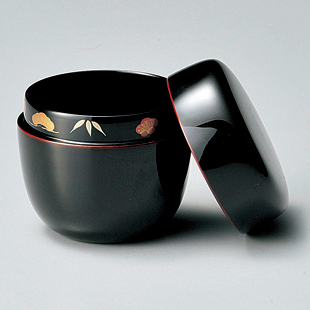 中棗 松竹梅 溜 漆塗り お茶道具 12-16007 漆器の井助