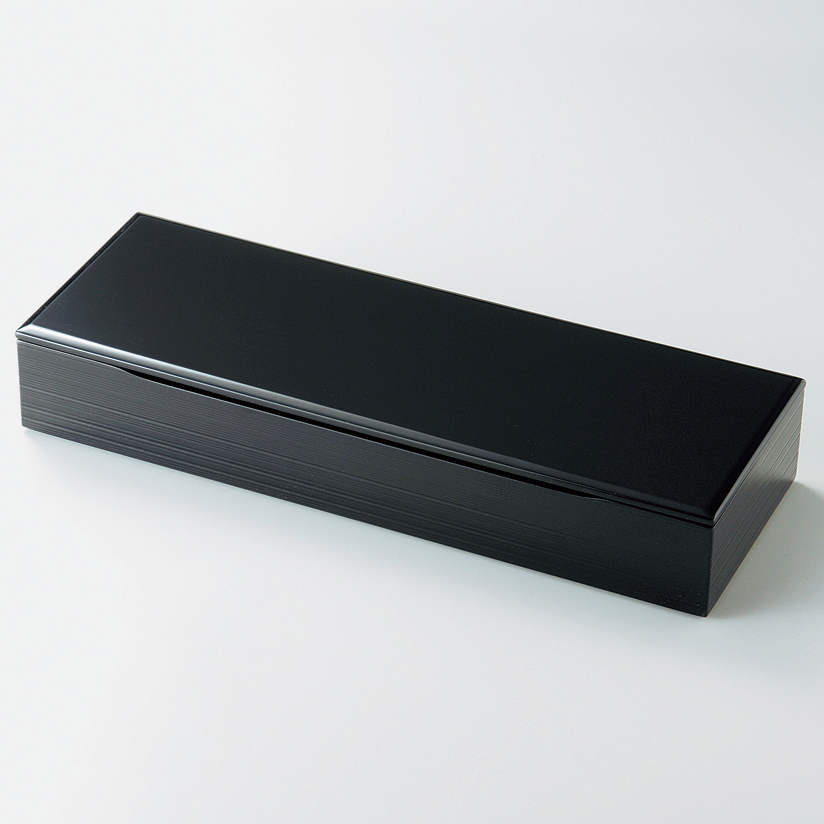 長手松花堂弁当箱 黒 木製 12-11501 漆器の井助