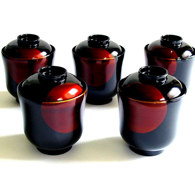 小吸物椀 日月白檀 漆塗り 12-00704 漆器の井助