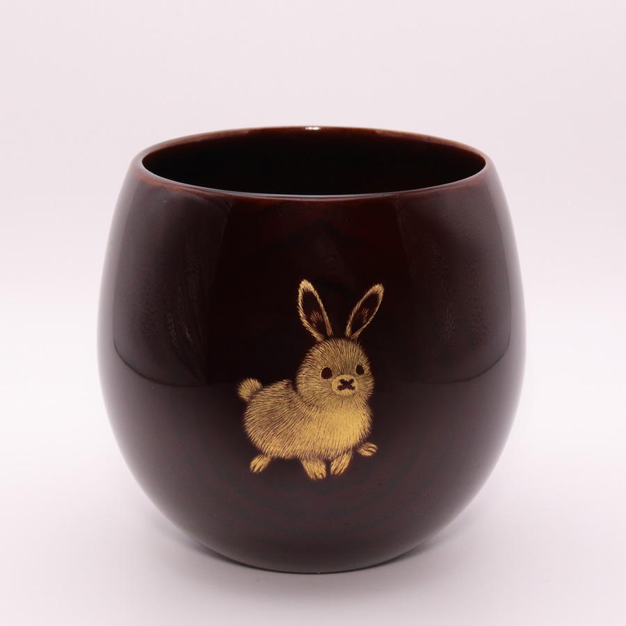干支カップ 木地呂 沈金 木製 漆塗り 漆器の井助