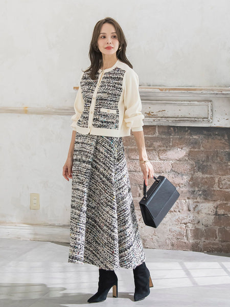 CLARENSONミックスツイードスカート | Viaggio Blu（ビアッジョブルー
