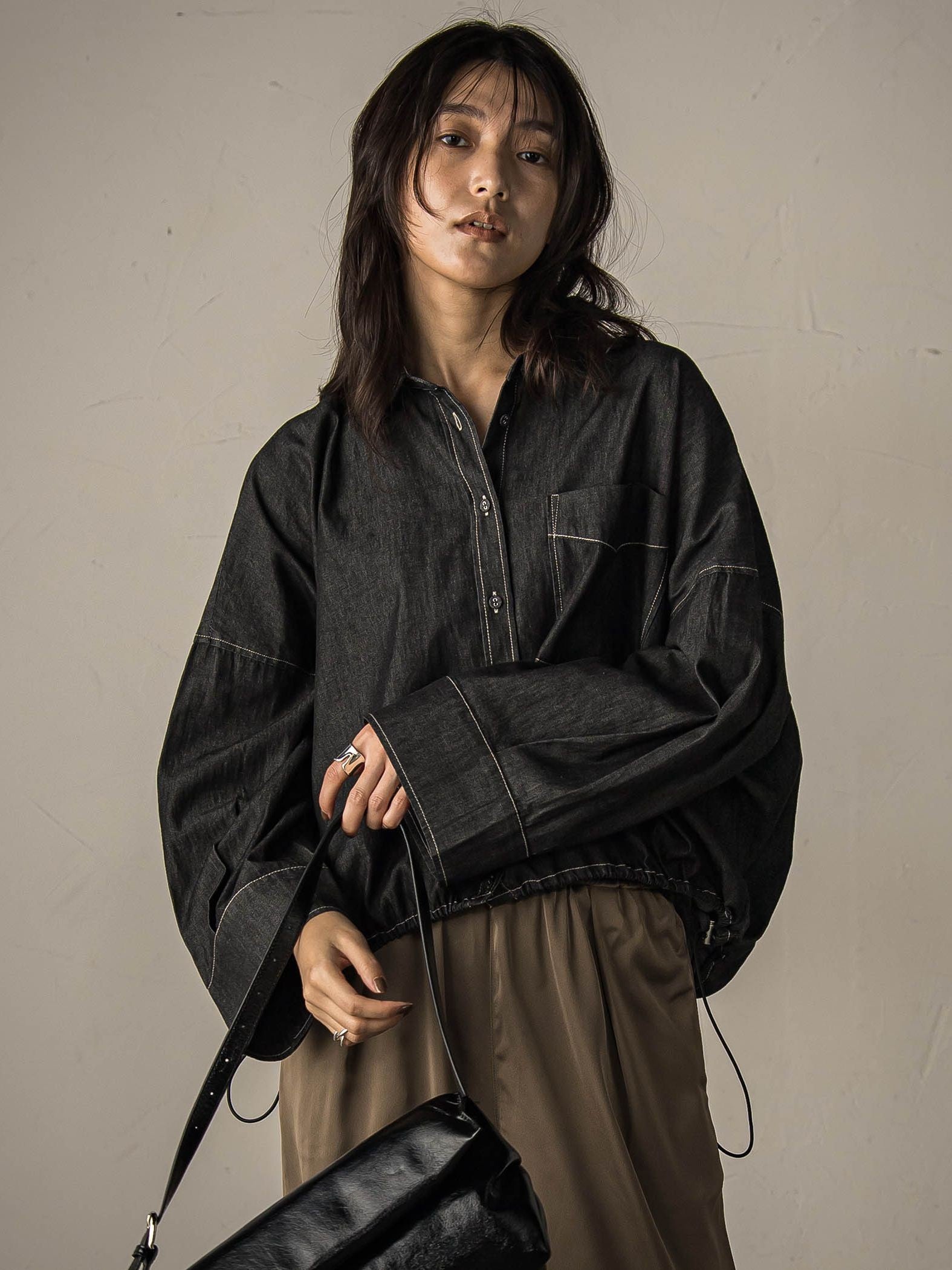 WEB限定】ドロストクロップドデニムシャツ≪洗濯機で洗える≫ | MAYSON