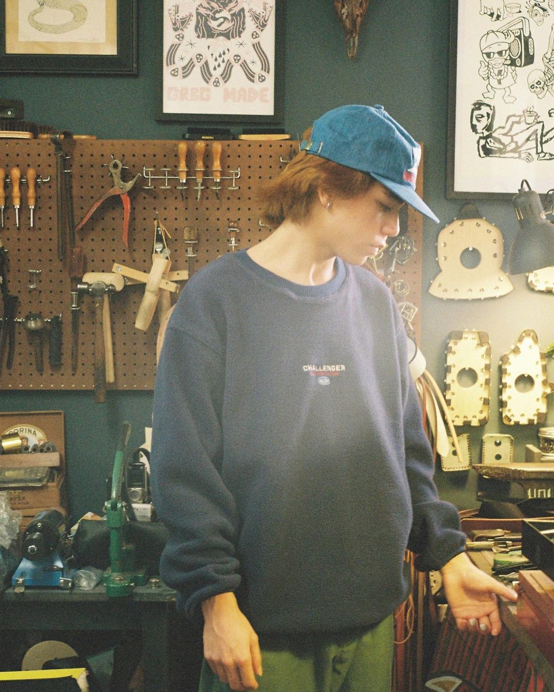 CHALLENGER/SAILOR C/N FLEECE（BLACK）［セーラークルーネック