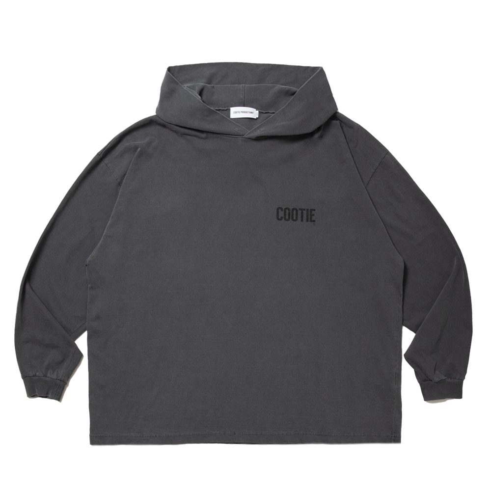 COOTIE PRODUCTIONS/Pigment Dyed L/S Hooded Tee（Black