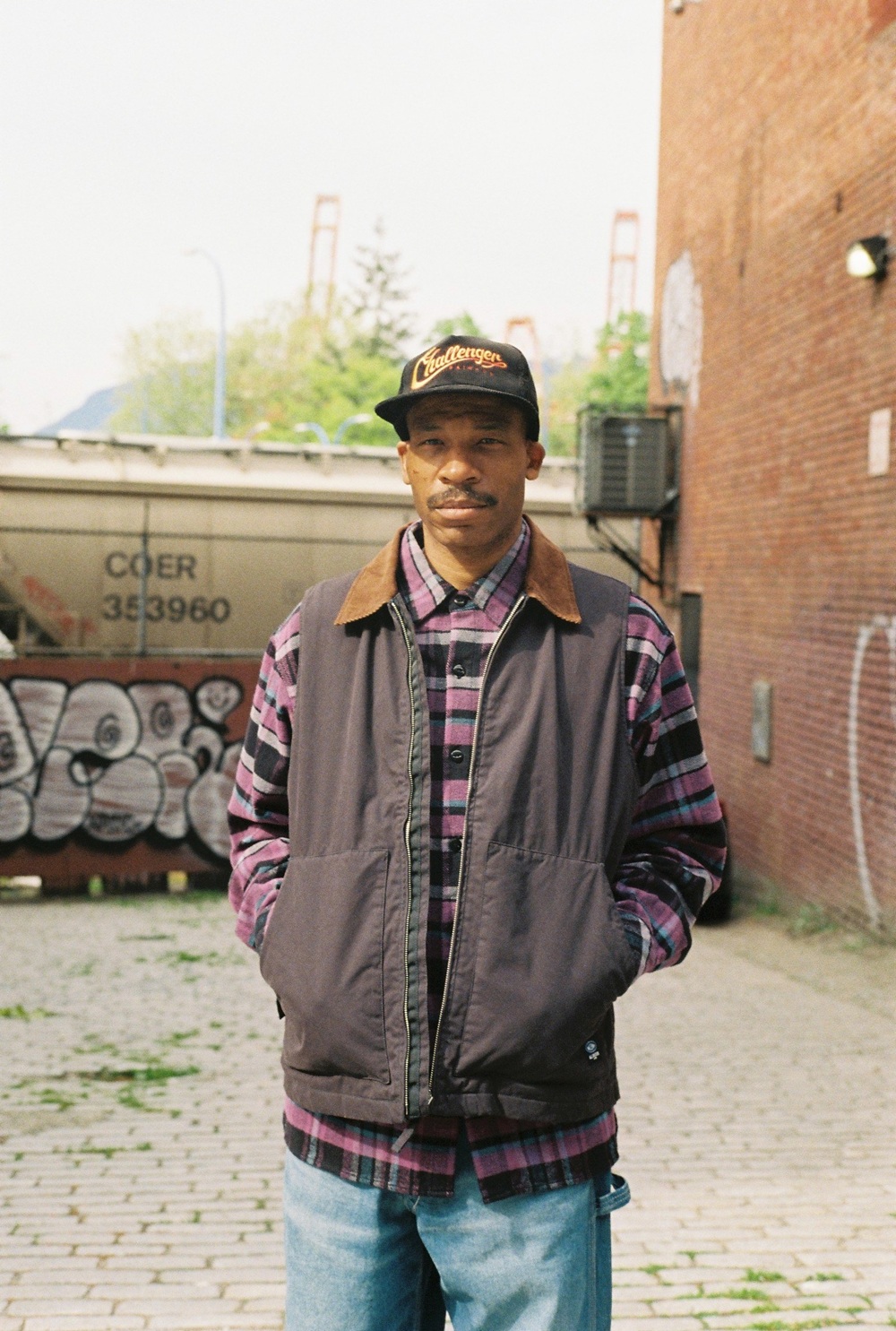 CHALLENGER/PLAID FLANNEL SHIRT（PURPLE）［チェックフランネルシャツ