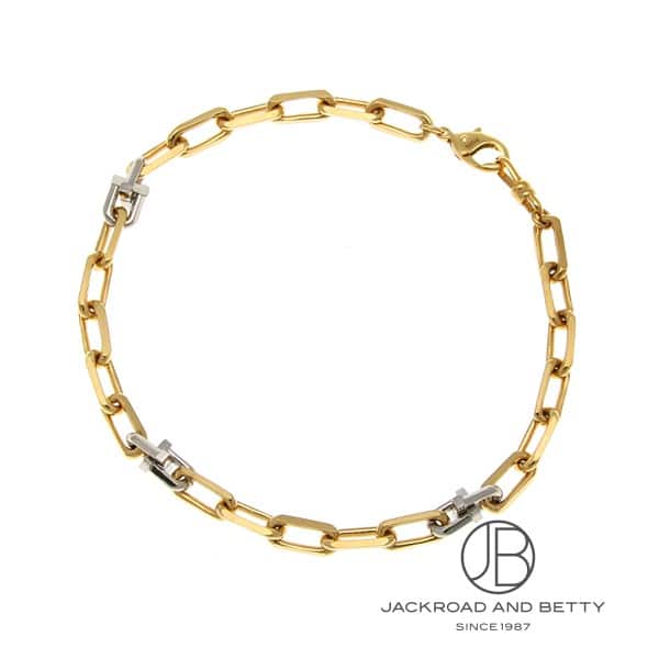 K18 PT850 コンビ カット アズキ チェーン ブレスレット 15g 21cm