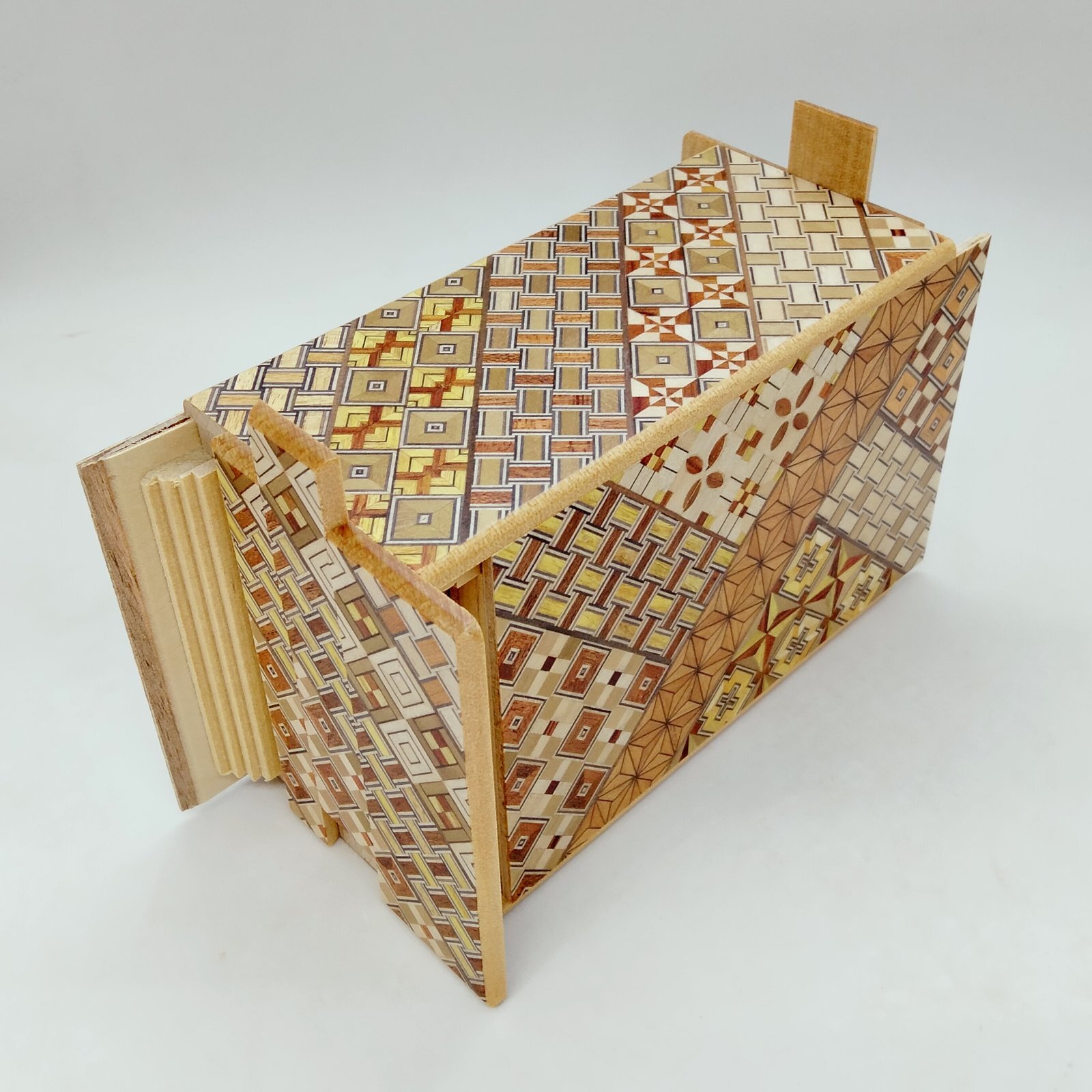 27 steps Yosegi 5 sun Japanese puzzle box Himitsu-bako - OKA CRAFT