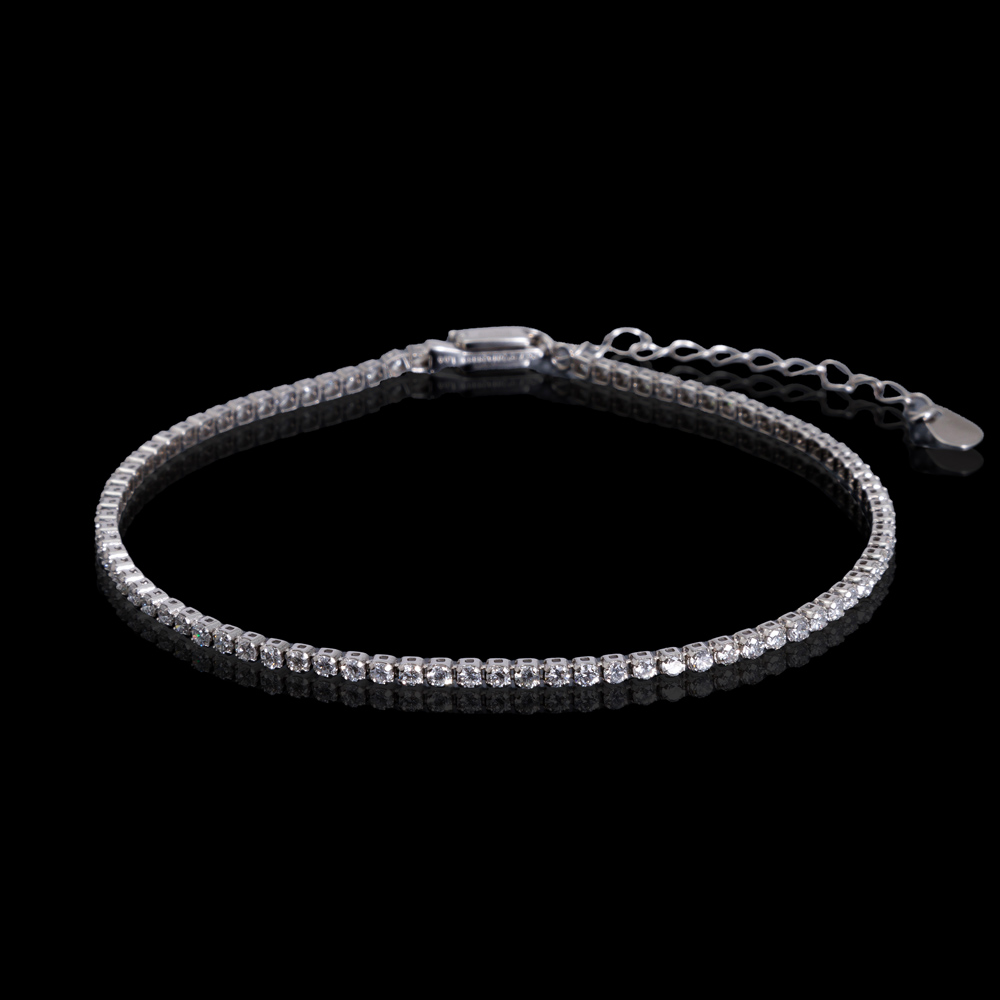 DカラーSIクラス 天然ダイヤモンドテニスブレスレット 80石 計1.0ct