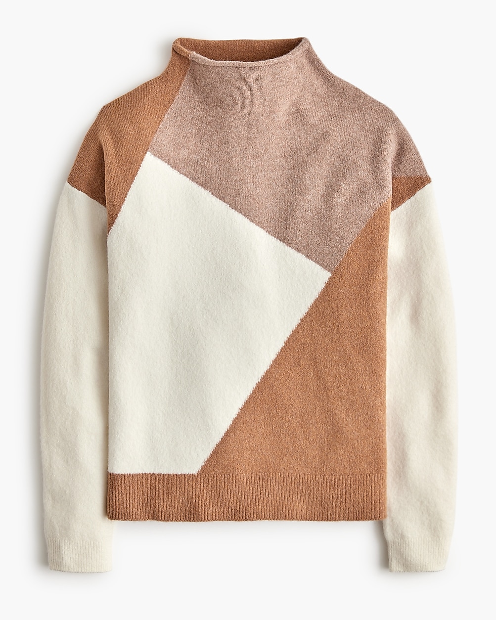 Colorblock Mockneck Sweater In Extra-soft Yarn For Women | Factory